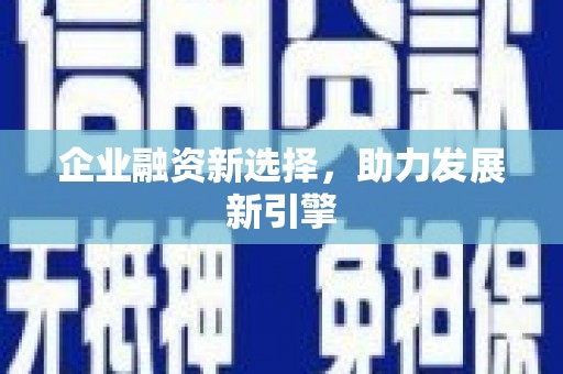 东源企业融资新选择，助力发展新引擎