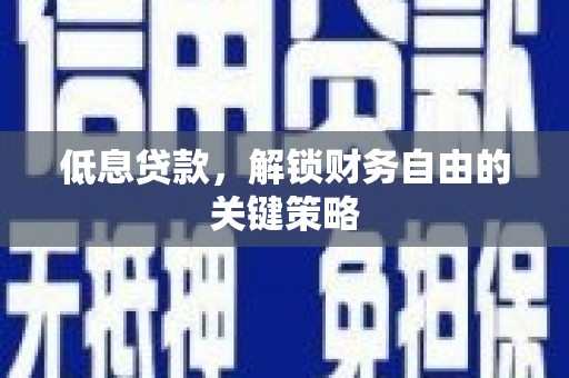 东源低息贷款，解锁财务自由的关键策略