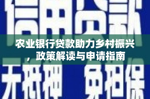 东源农业银行贷款助力乡村振兴，政策解读与申请指南